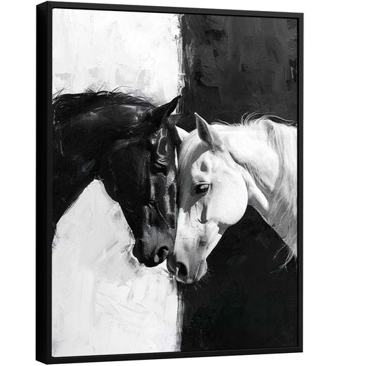 horses-in-love-black-and-white-painting