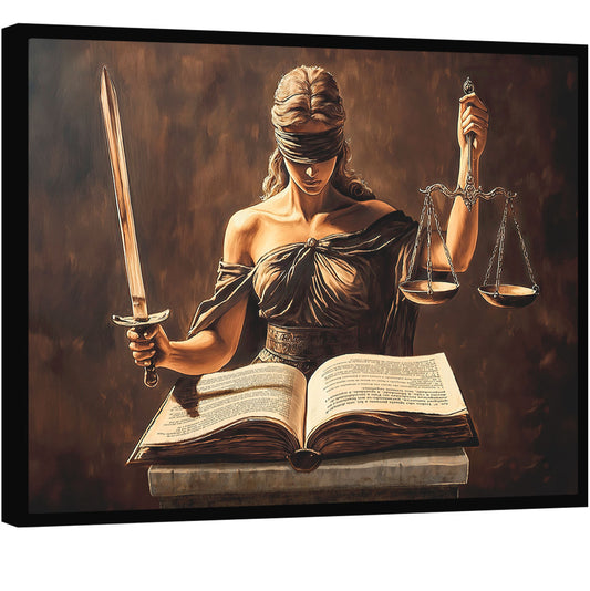 Painting of Goddess Themis Scriptures of Law Wall Art for Elegant Decor