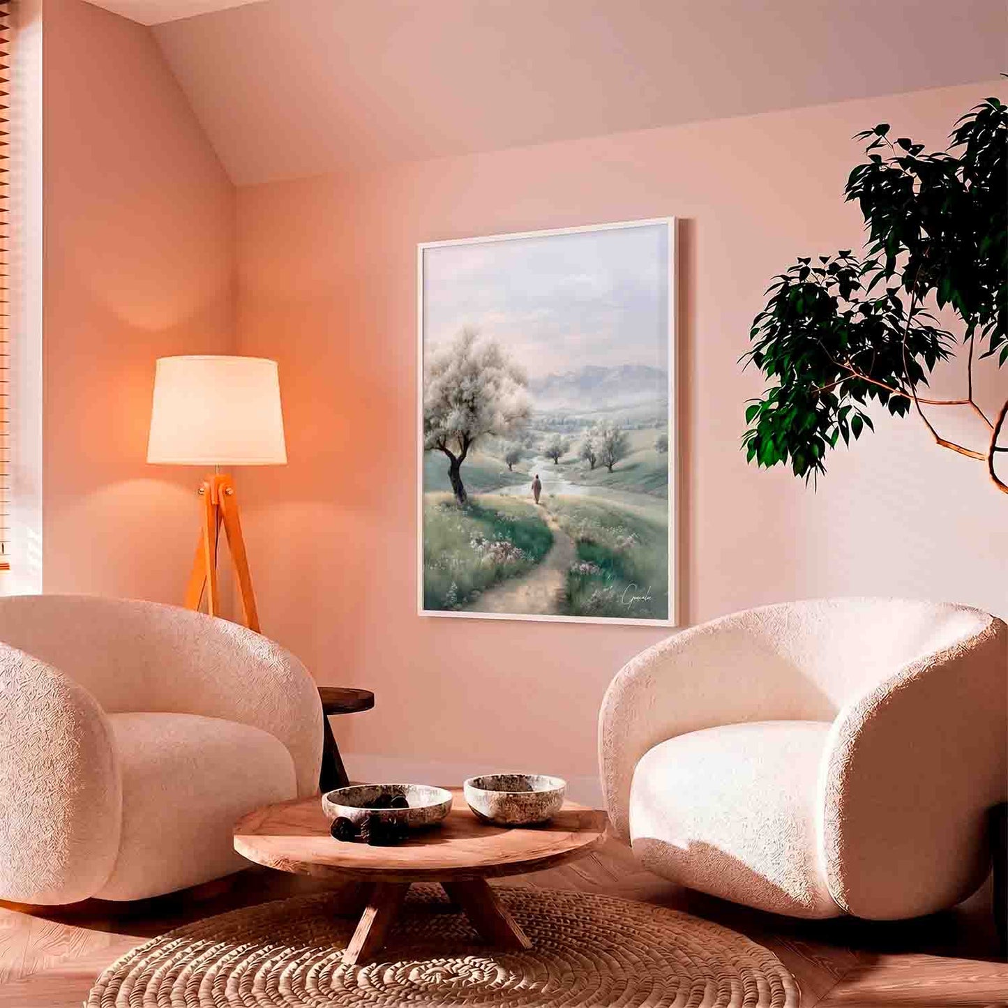 Painting The Shepherd's Path - Serene pastoral wall art - Image 8