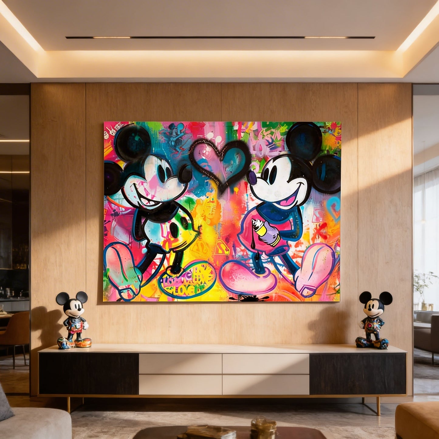 Bright color palette featuring fuchsia, electric blue, yellow, and lime green with black outlines