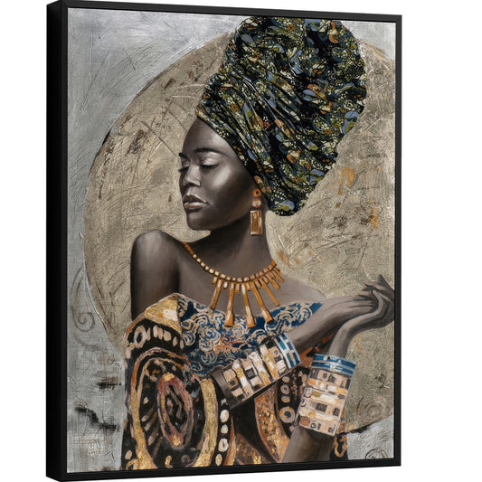 Abstract Painting of Black African Woman – Modern Wall Art for Home Decor