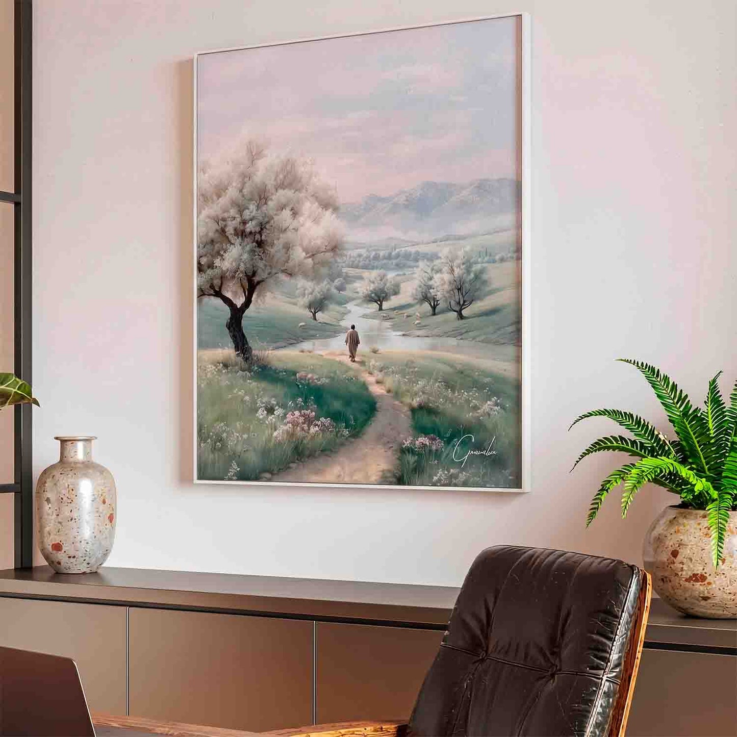 Painting The Shepherd's Path - Serene pastoral wall art - Image 10