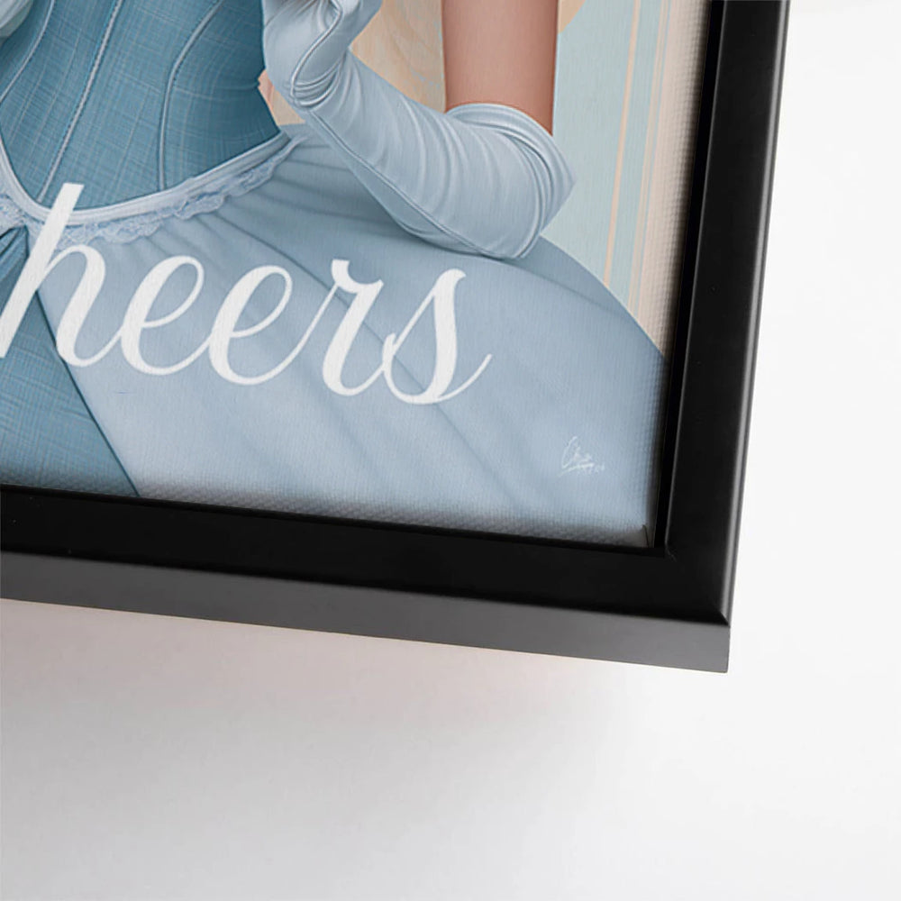 Detail shot focusing on color blocks and shading in the blue and amber palette.