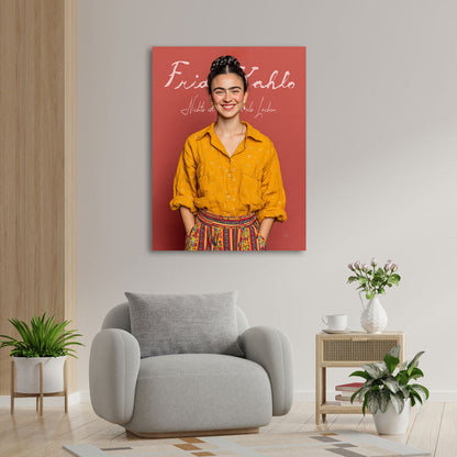Bright joyful portrait blending Mexican folk art influence with contemporary decor