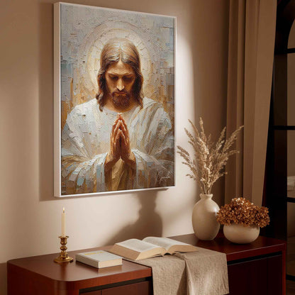Minimalist-friendly religious decor featuring a reverent focal point