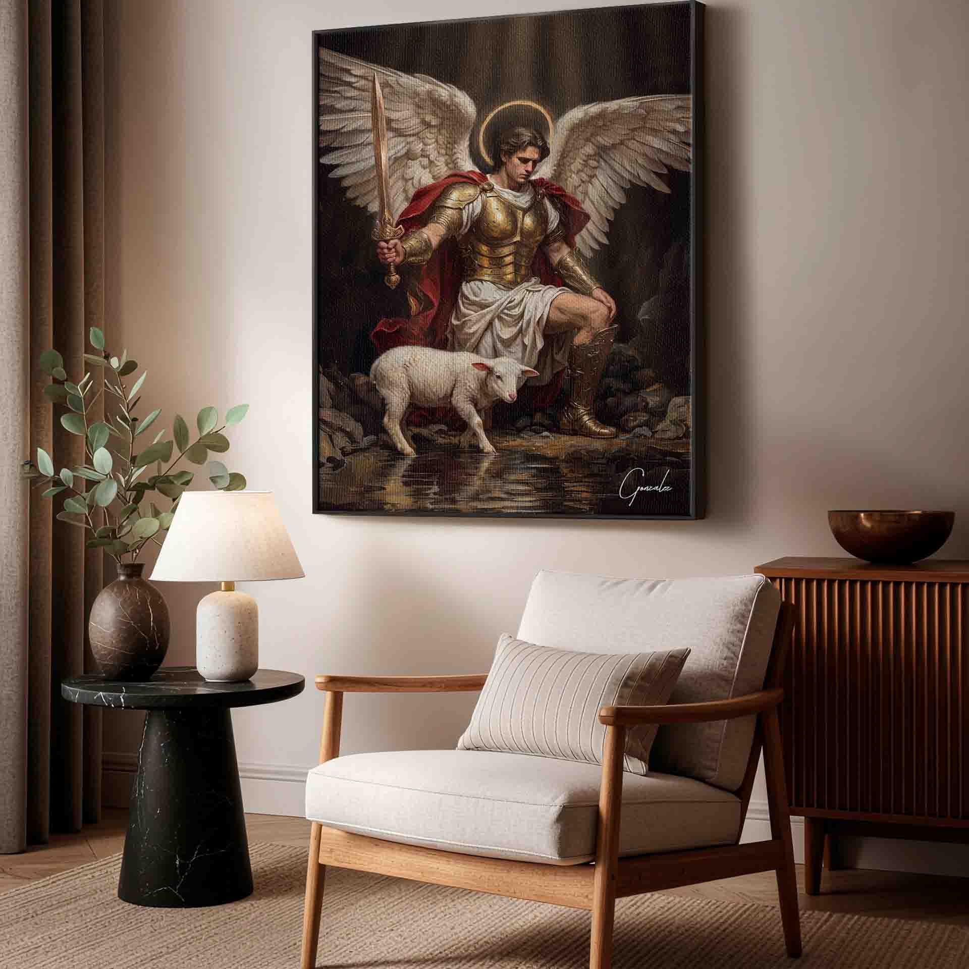 Serene, protective mood highlighting spiritual strength and serenity.