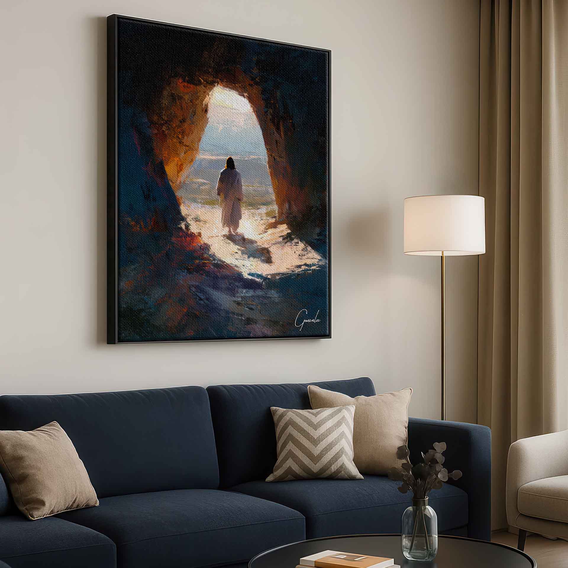 Textured surface and dynamic movement from painterly strokes.