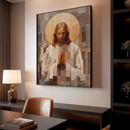 Geometric mosaic textures complement contemporary interior design