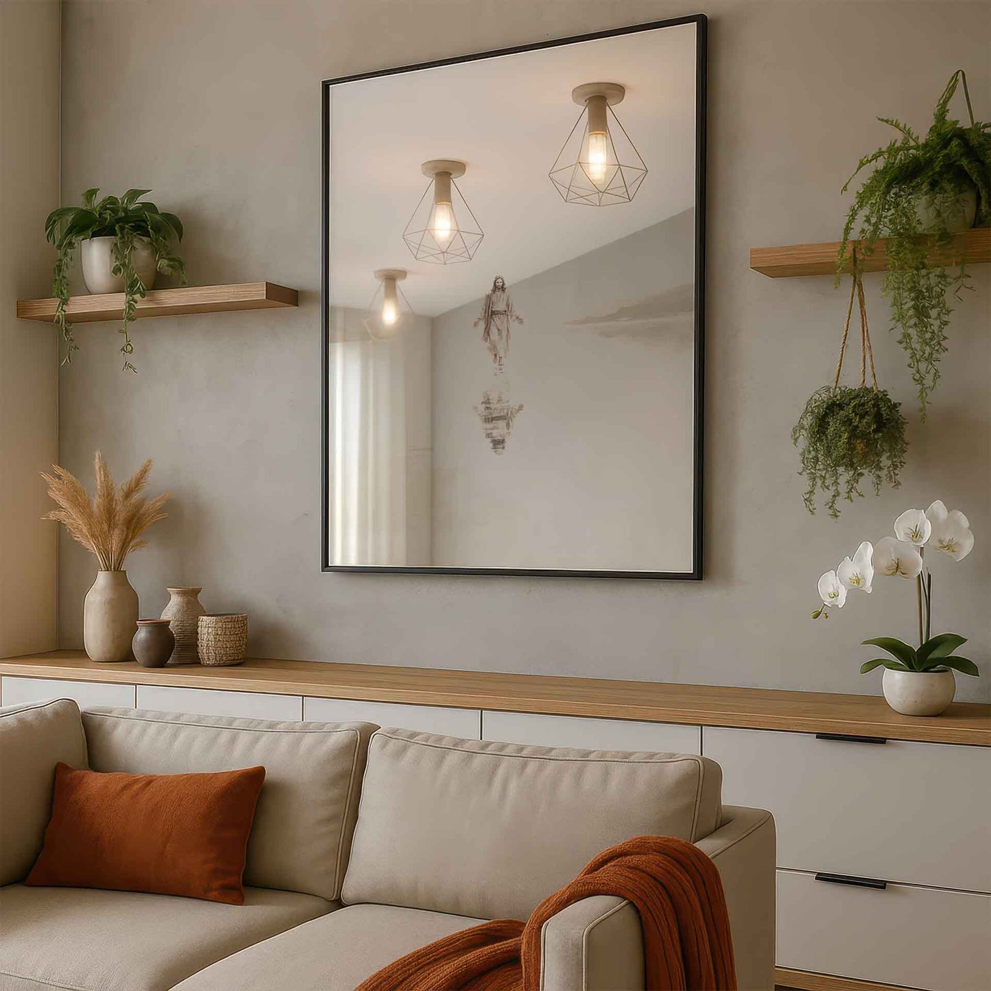 Religious minimalist art suitable for modern living rooms and meditation spaces.