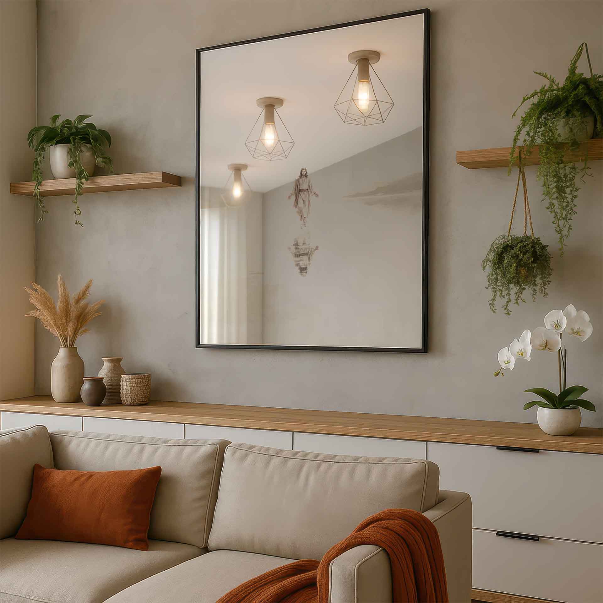 Religious minimalist art suitable for modern living rooms and meditation spaces.