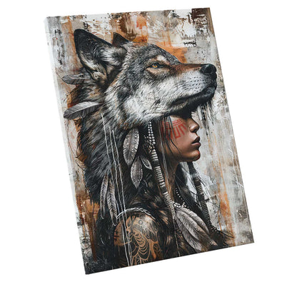 Wild Soul Woman with Wolf Headdress Art