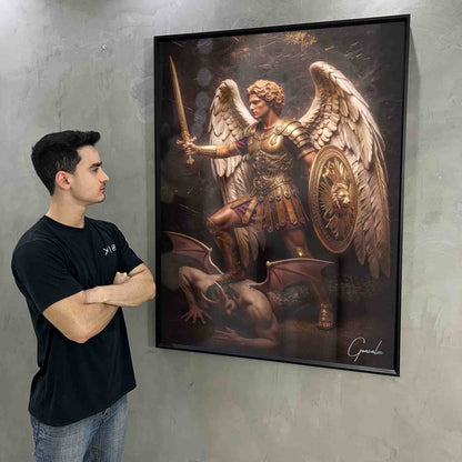 Golden Saint Michael Painting - Archangel Michael Religious Wall Art - Image 6