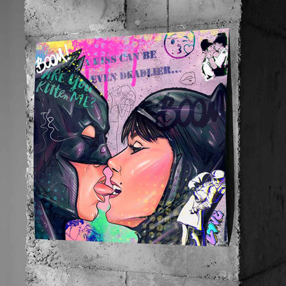 Wide view of the poster showing graffiti-inspired background and comic-book line work in an urban art vibe.