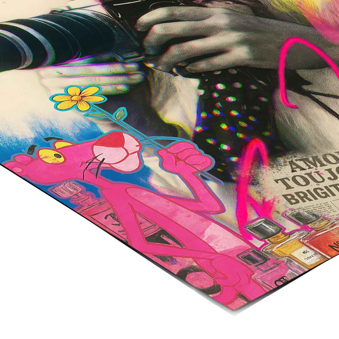 Graphic Paris skyline and iconic landmarks embedded in a colorful, graffiti-inspired background.