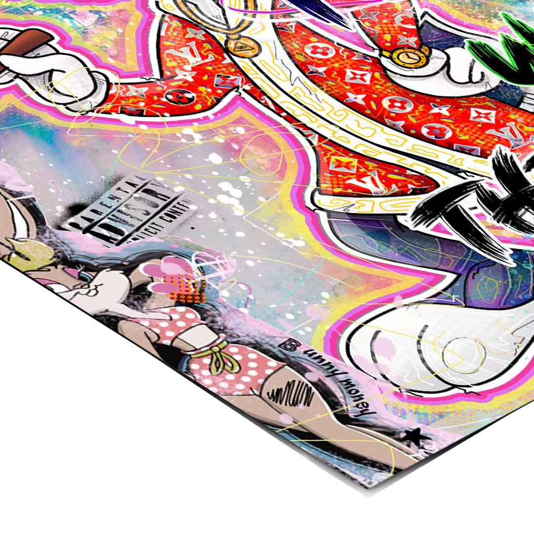 Character duo Bugs Bunny and Lola Bunny showcased in urban street art style.