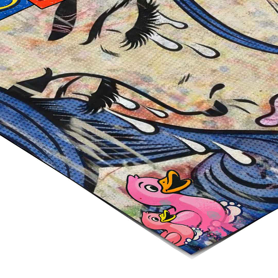 Vibrant wall art suitable for living rooms and studios, featuring pop art and food/animal themes.