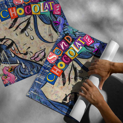 Comic-book style scene with dynamic graffiti drips and splatters behind the portrait.