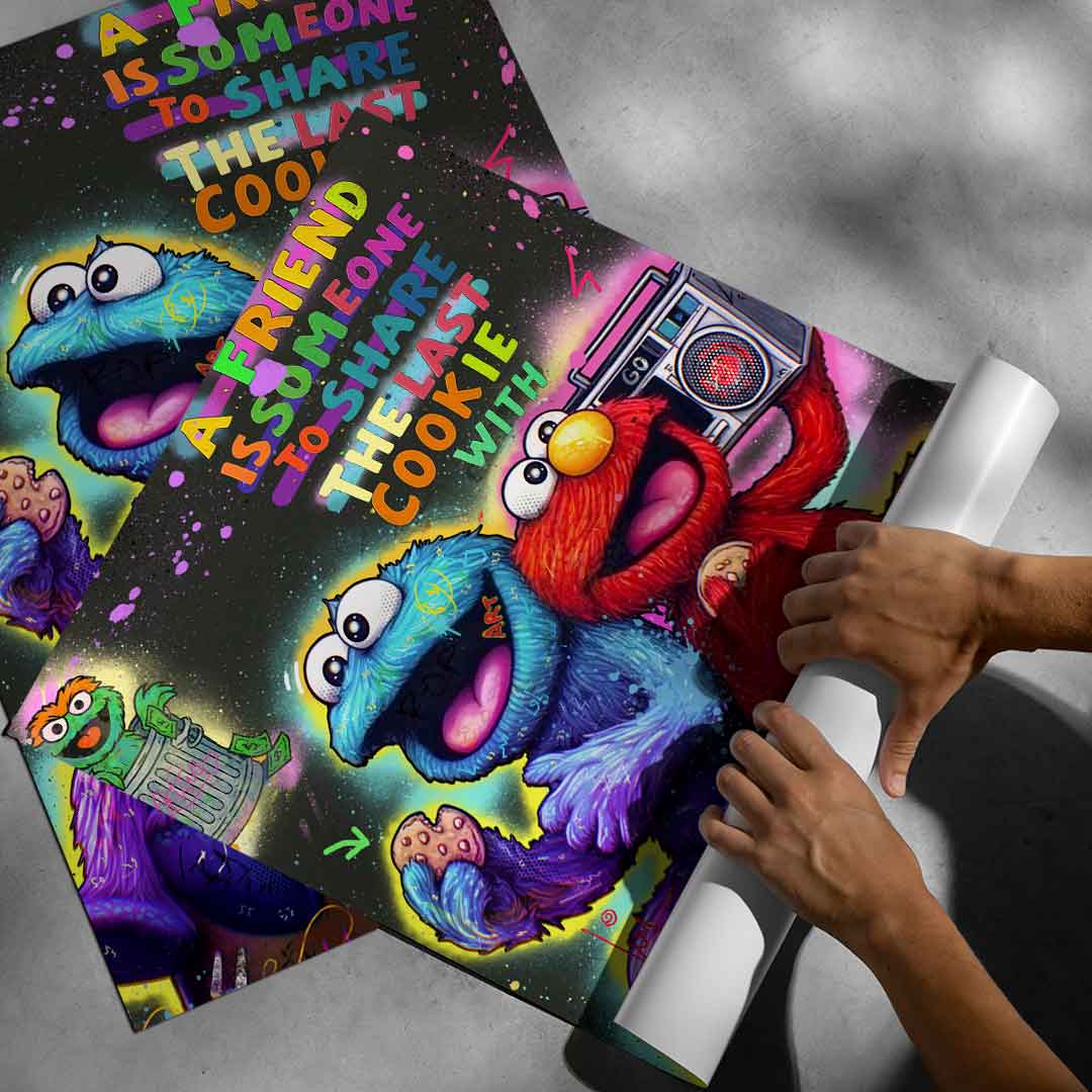 Overall Sesame Street pop graffiti poster designed for a child's room, dorm, or play space.