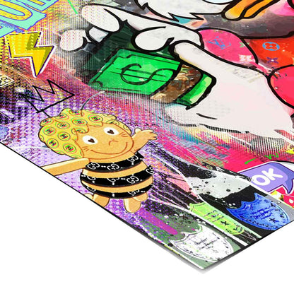 Vibrant urban Pop Art poster style suited for contemporary living rooms or offices.