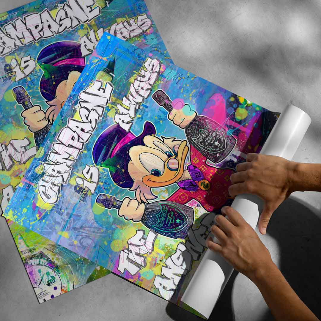 Graffiti-inspired artwork blending classic cartoon charm with contemporary street style.
