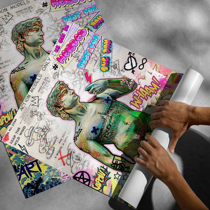 Fusion of Pop Art, Street Art and graffiti in a bold contemporary poster