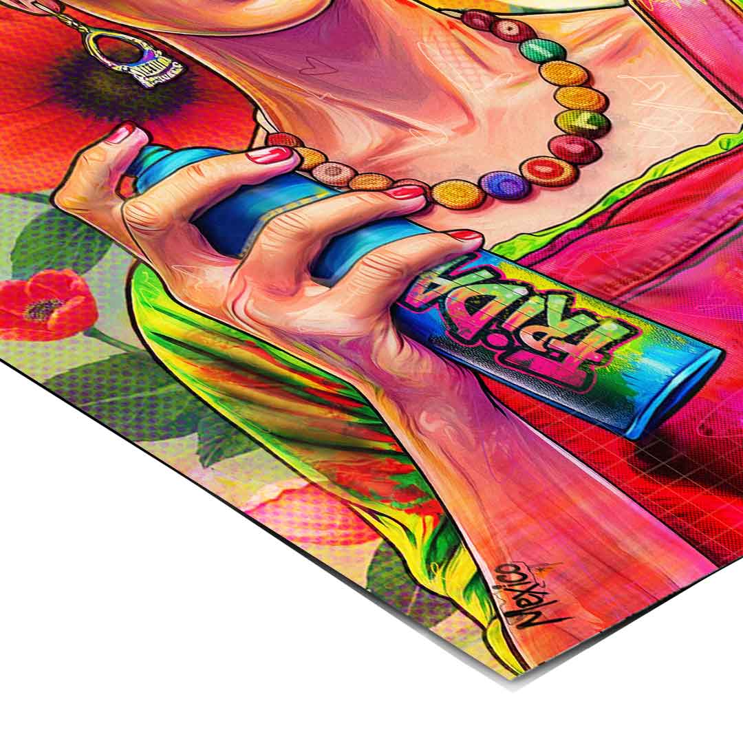Bold text I paint flowers so they will not die integrated into the poster design