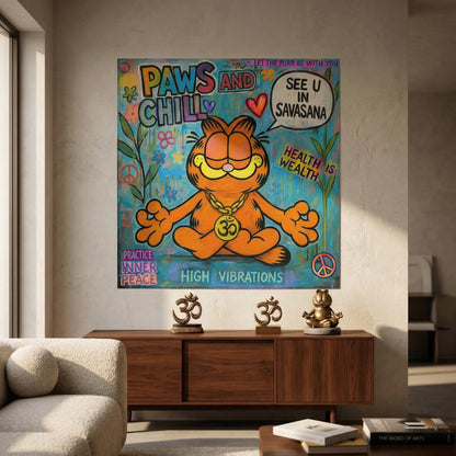 Bright orange and teal color palette with street-art elements and floral accents