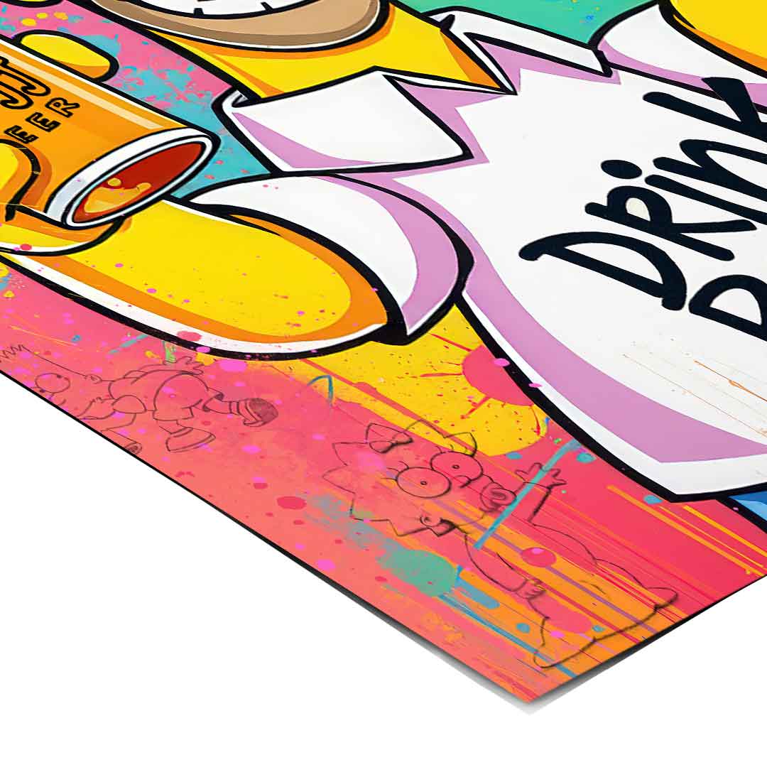Cheeky slogan 'Save Water Drink Beer' rendered in hand-drawn typography on the poster.