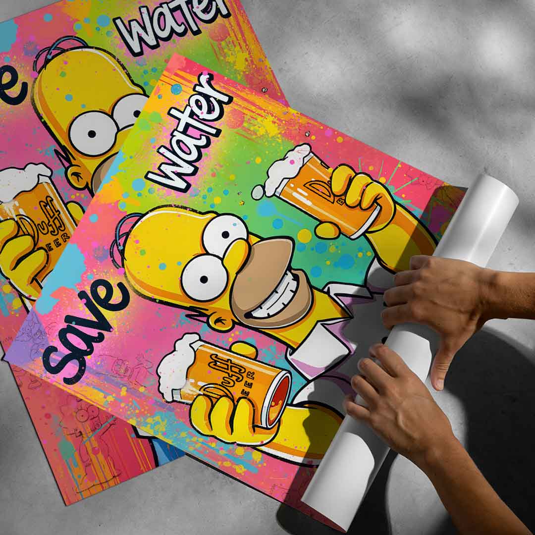 Humorous Simpsons-themed wall art suitable for bars, game rooms, and dorm decor.