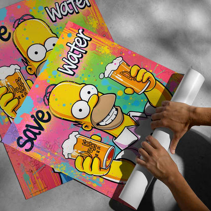 Humorous Simpsons-themed wall art suitable for bars, game rooms, and dorm decor.