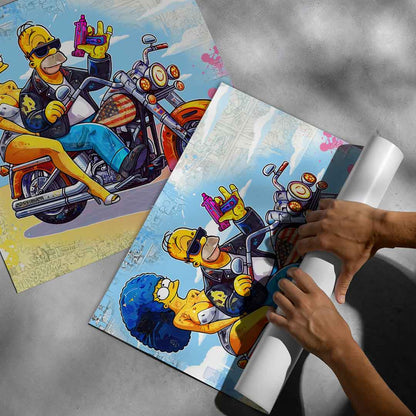 Iconic TV characters reimagined in a pop graffiti poster for entertainment-themed decor.