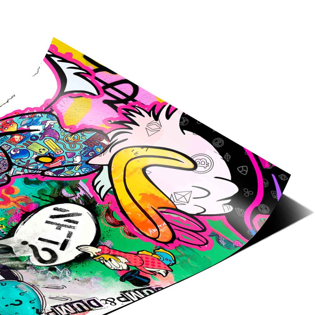 Satirical finance imagery featuring cartoon ducks in a punchy pop-art collage
