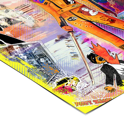 Vibrant street-art themed poster perfect for entertainment rooms.