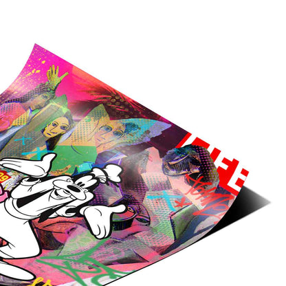 Eclectic urban wall art suitable for living rooms or creative studios