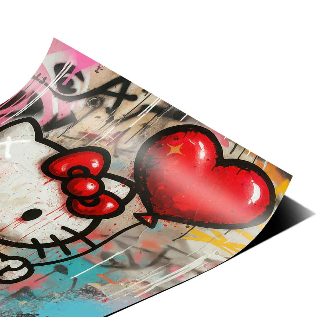 Bold graffiti wall backdrop with high-contrast colors and nostalgic character for wall decor.