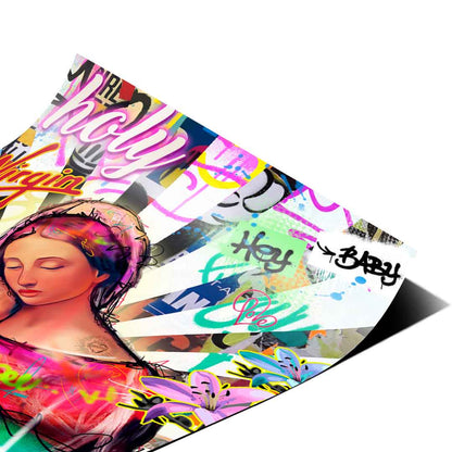 Sacred iconography fused with contemporary urban art