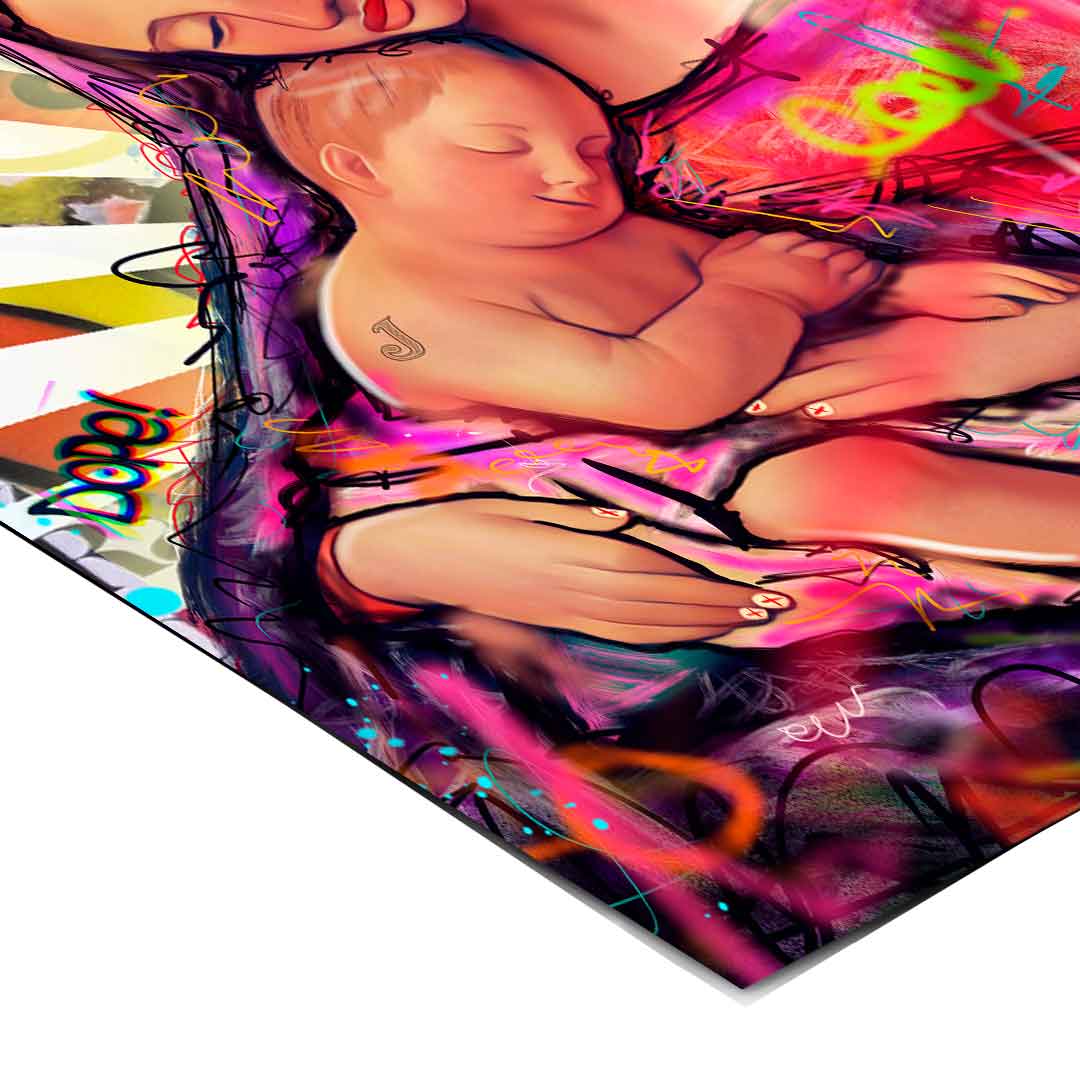 Energetic spray splashes and bold text around a reverent scene