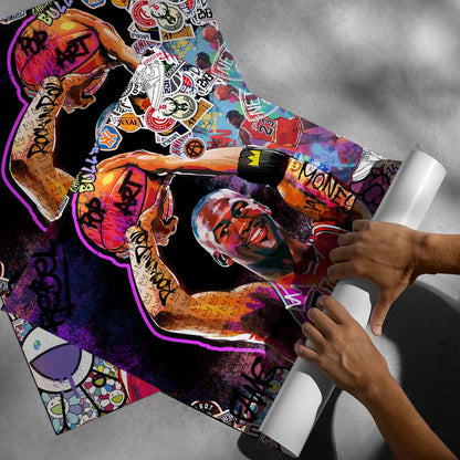 Overall urban street art inspired wall decor suitable for bedrooms or game rooms.