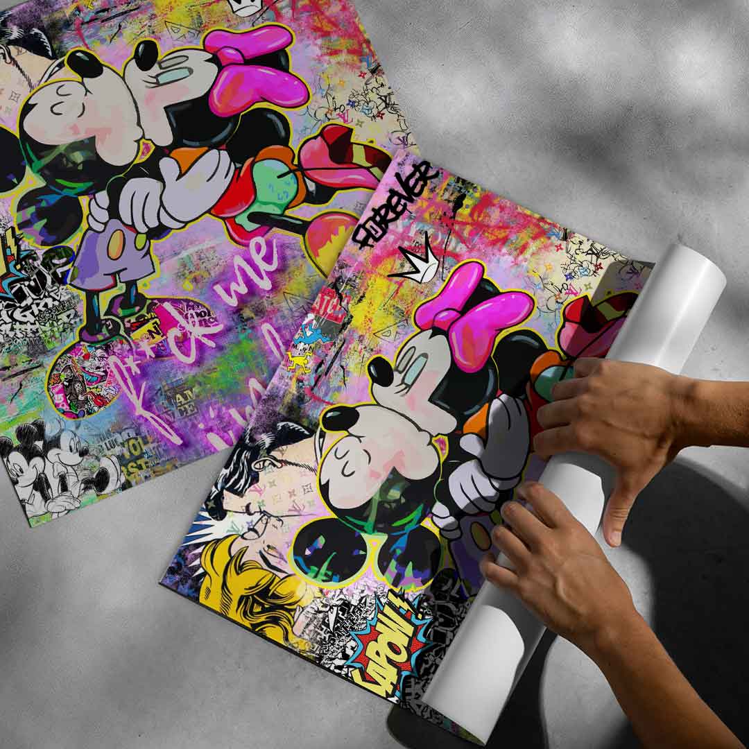 Mickey & Minnie Pop Art Wall Poster – Graffiti Kiss - Image 5
