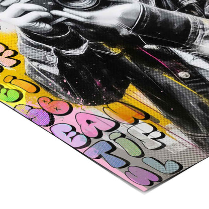 Bold urban wall art with graffiti and comic vibes, ideal for teen rooms and creative spaces