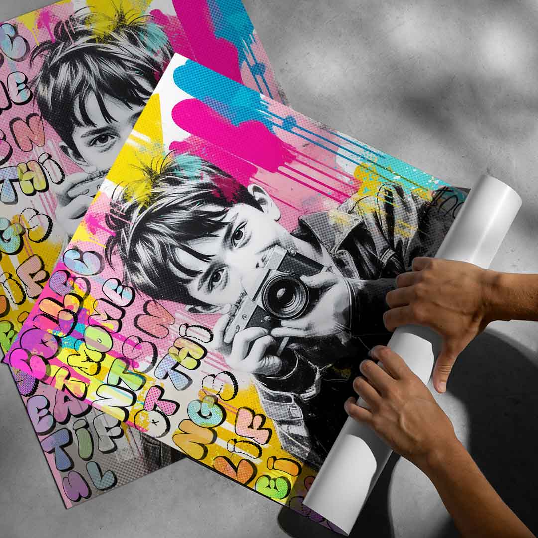 Vibrant Pop Graffiti style wall art blending retro comic elements with street art flair