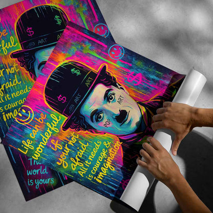 Dynamic mural-style artwork suitable for contemporary living rooms, studios, and teen bedrooms.