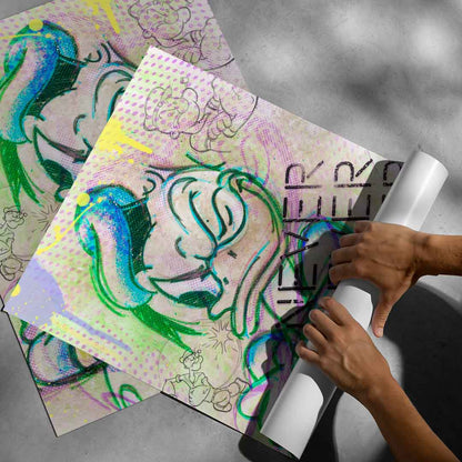 Dynamic urban decor piece suitable for game rooms, teen rooms, and creative spaces.