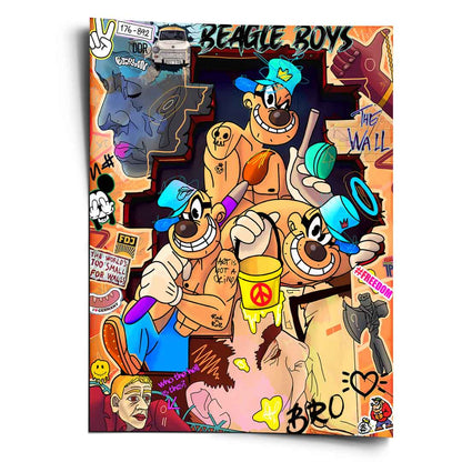 Vibrant Beagle Boys Pop Art wall print in bold comic book style with street art energy.