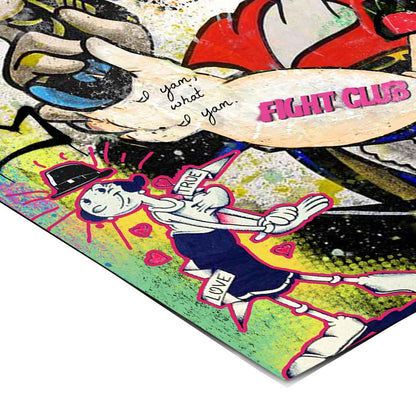 An anchor motif blends with oversized comic-style text in bright colors.