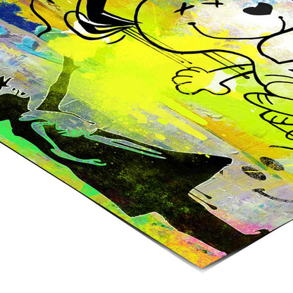 Layered textures with paint drips and a barcode in the design