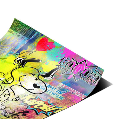 Bold comic book bursts with BOOOM and KAPOW across the artwork