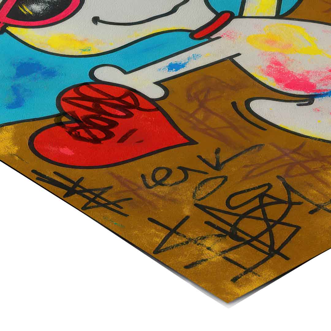 Textured brown ground with graffiti tags and paint splatters