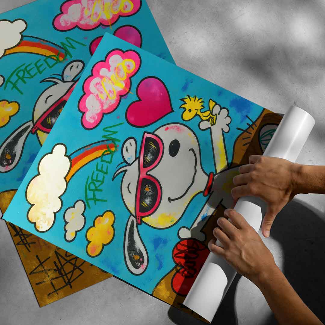 Energetic graffiti-inspired wall art for a child's room or creative space