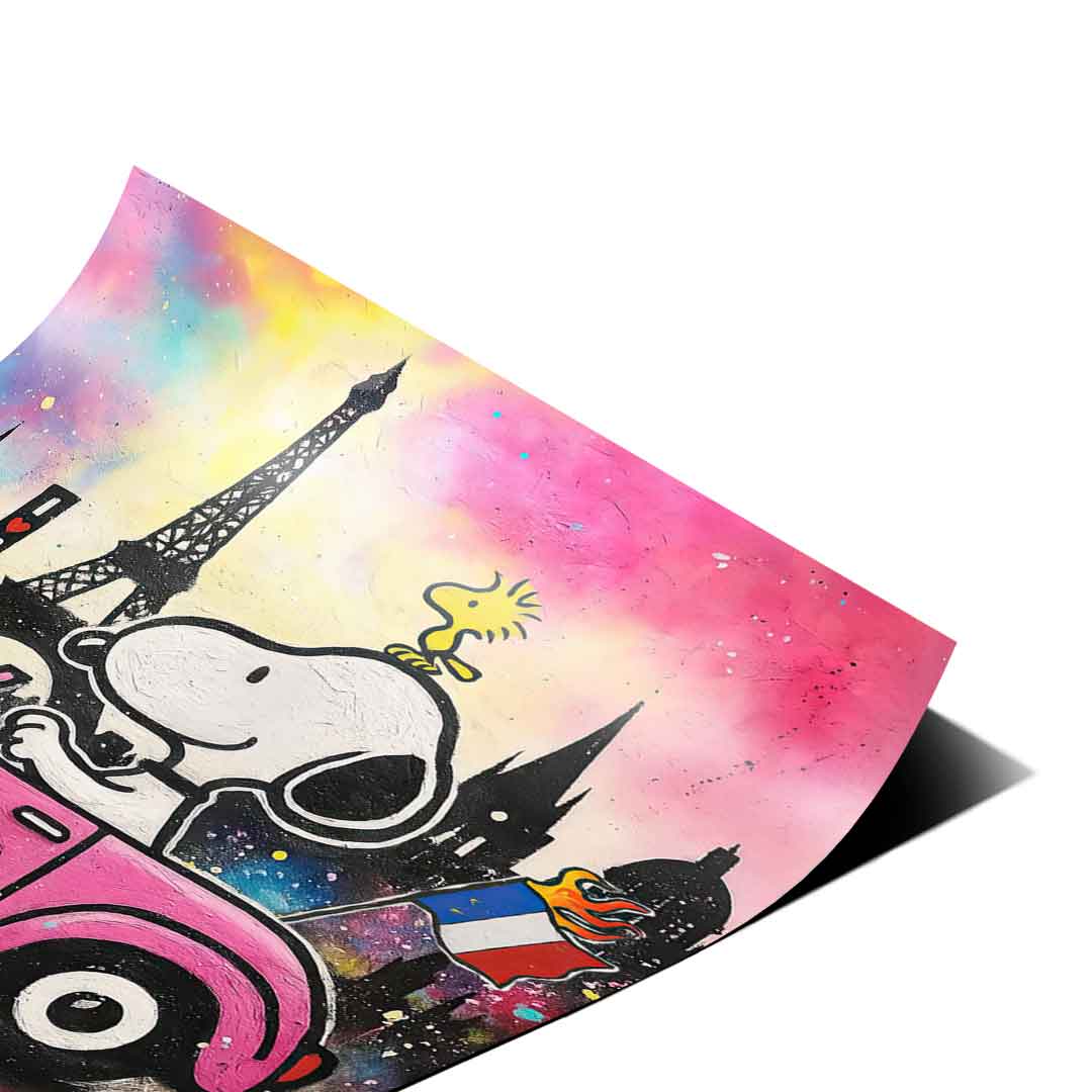 Bold comic pop art style poster with strong black outlines and paint splatters.
